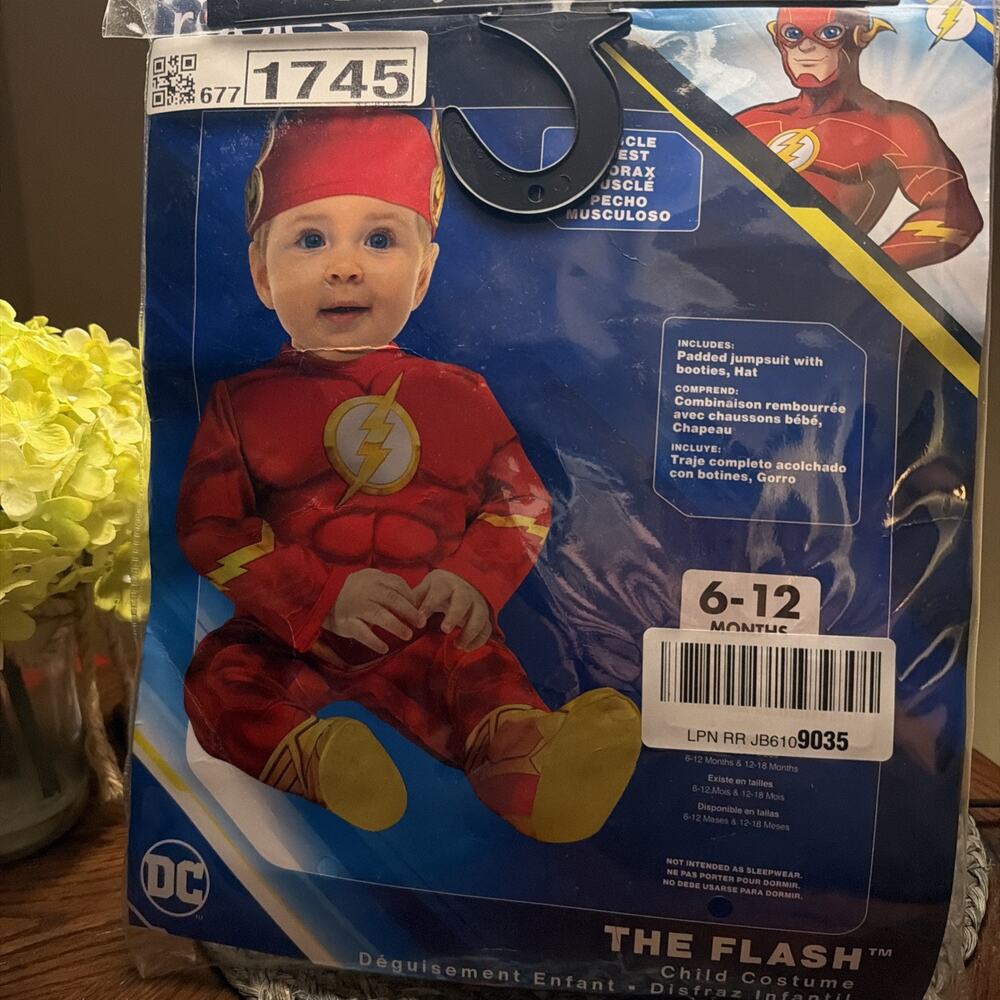 DC The Flash Child Muscle Costume Rubies Baby 6-12 Month - Picture 2 of 5